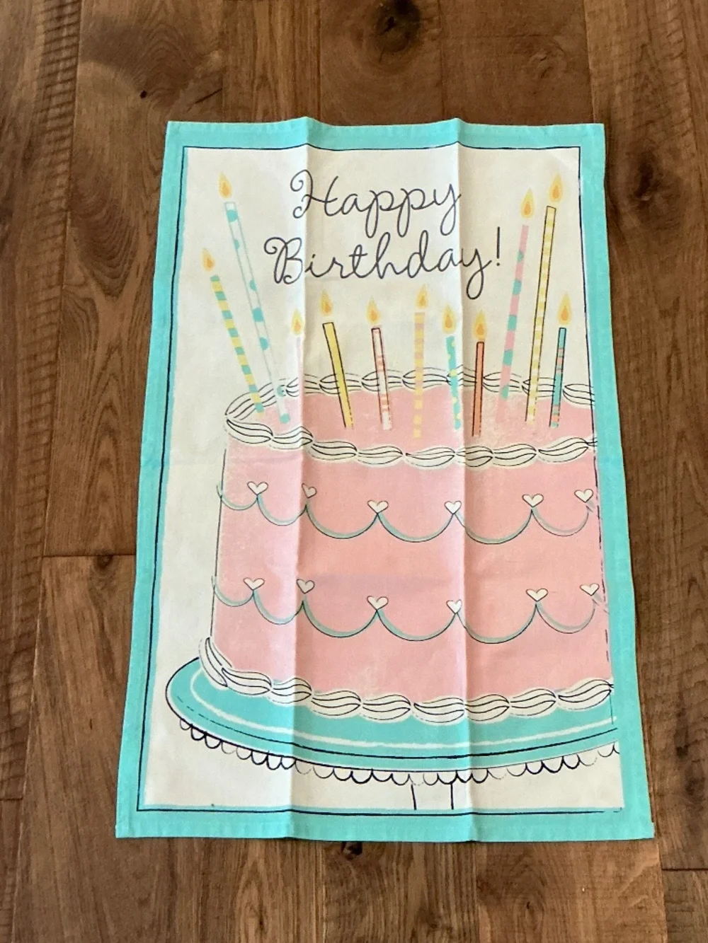SUR LA TABLE Kitchen Tea Towel Set of 2 Happy Birthday